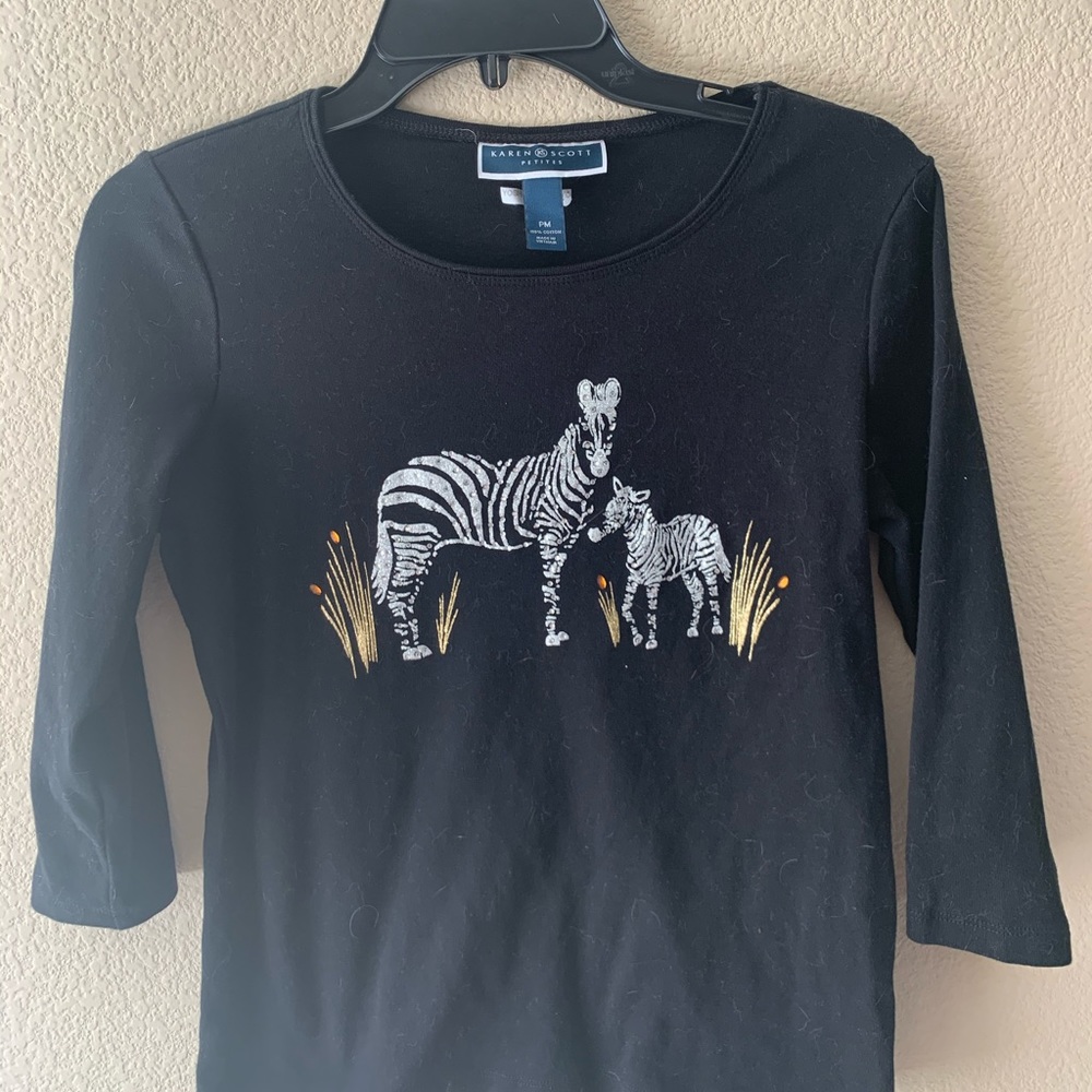 Karen Scott Petites Zebra Shirt